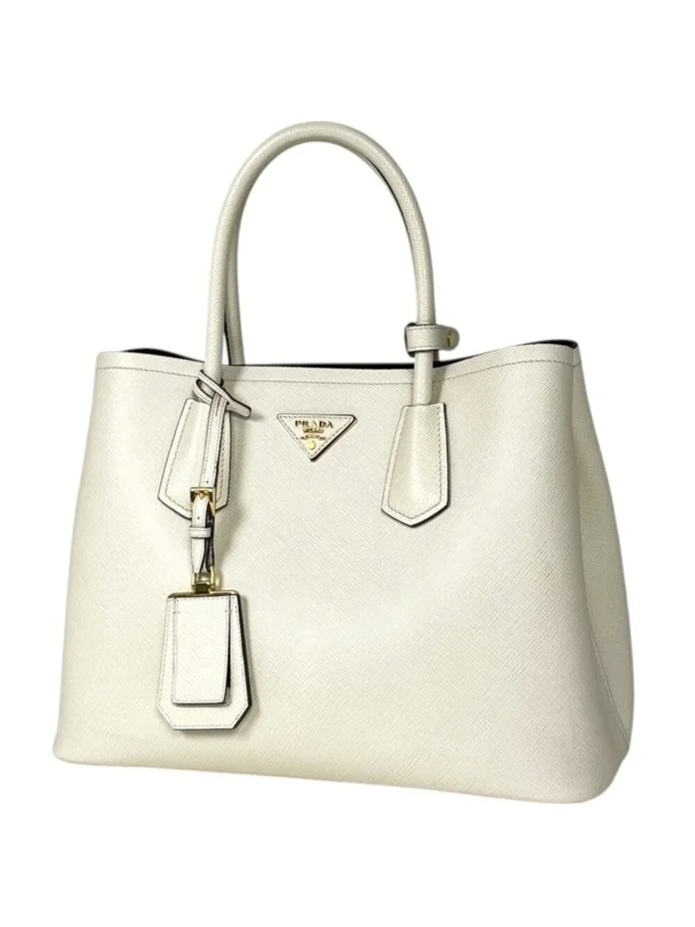 Prada Handbag Double Saffiano Leather White